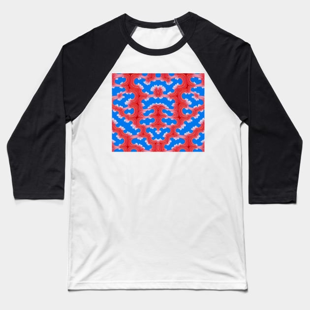 Red White and Blue Aesthetic Pattern 3 Baseball T-Shirt by BubbleMench